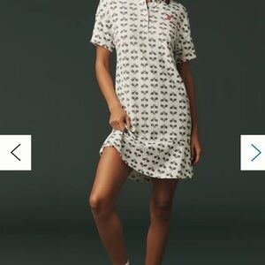 White Tennis Print Polo dress